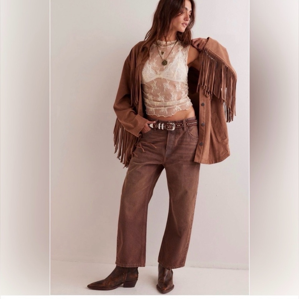 We The Free by Free People Deep Trance Coated Boyfriend Jeans brown 28
